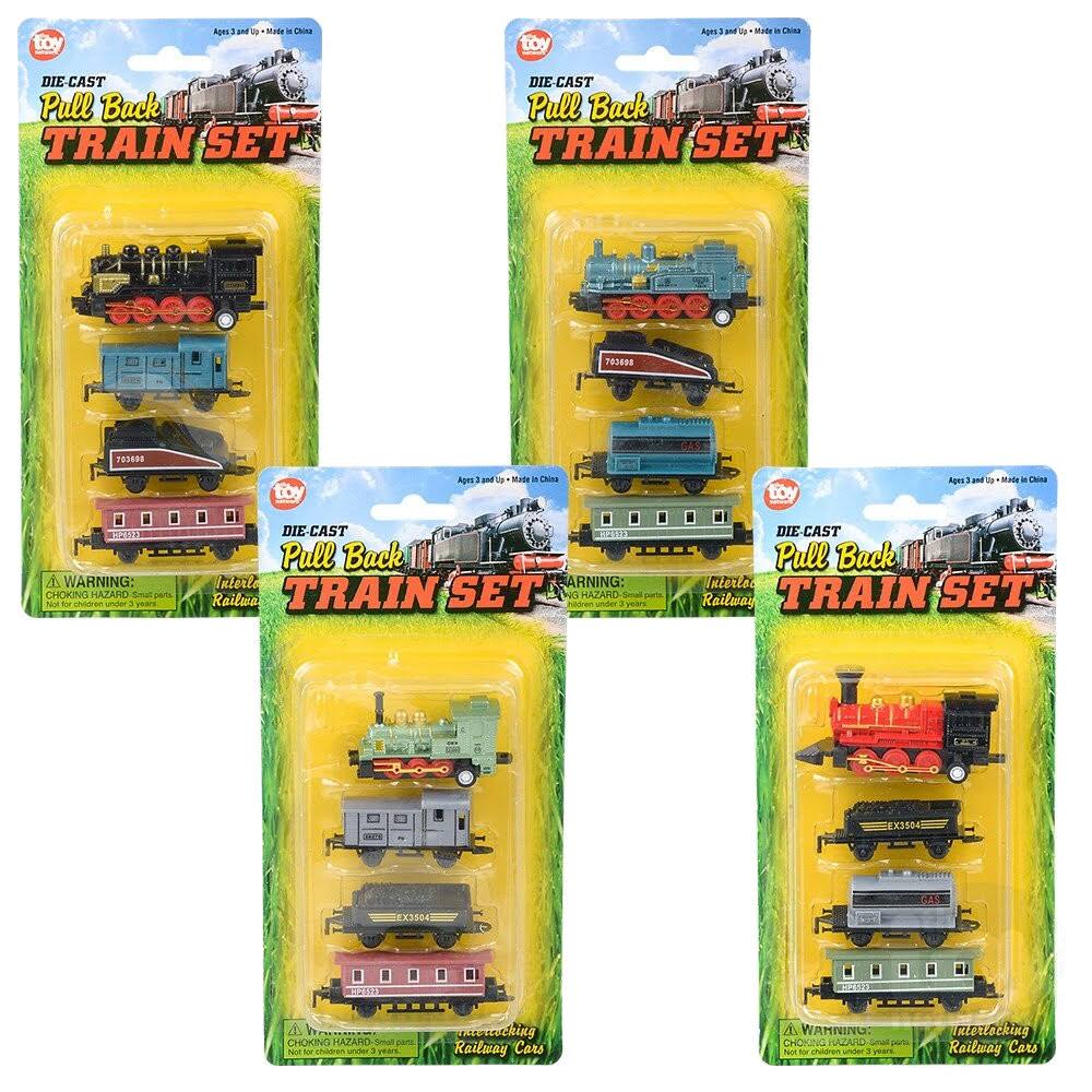 TN Toys 2" Diecast Pull Back Mini Locomotive Train Set