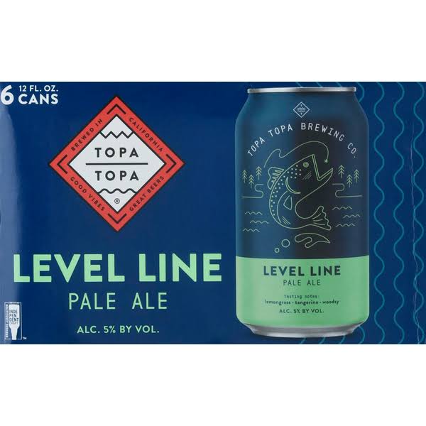 Topa Topa Brewing Co. Beer, Pale Ale, Level Line - 6 pack, 12 fl oz cans
