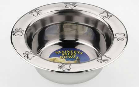 Lazy Bones Stainless Steel Bowl with Paw Prints 25cm