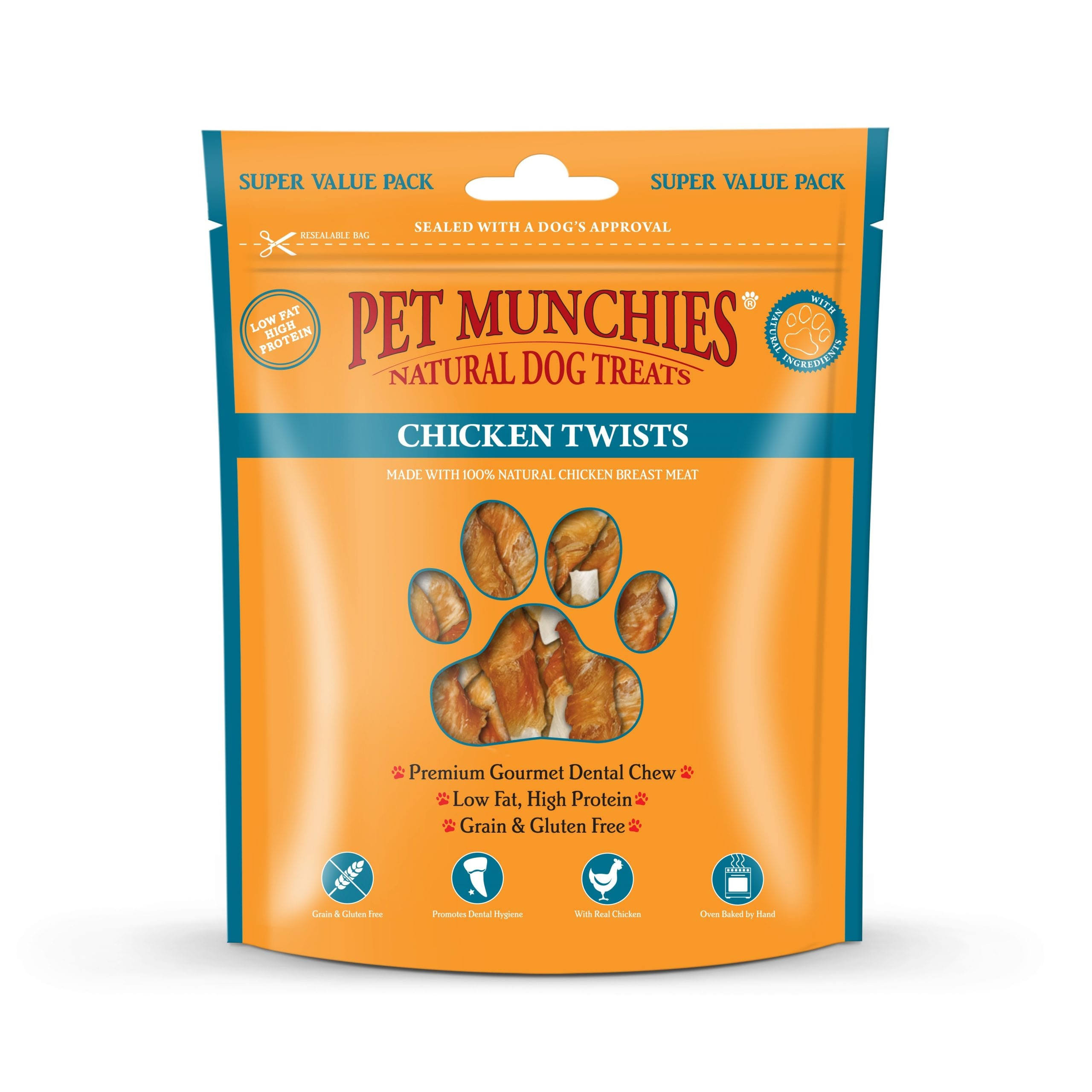 1x Pet Munchies 100% Natural Chicken Twists Treats Healthy Meat Dog Food 290g