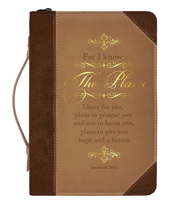 Divinity Boutique Brown & Gold Large 'The Plans' Bible Cover L