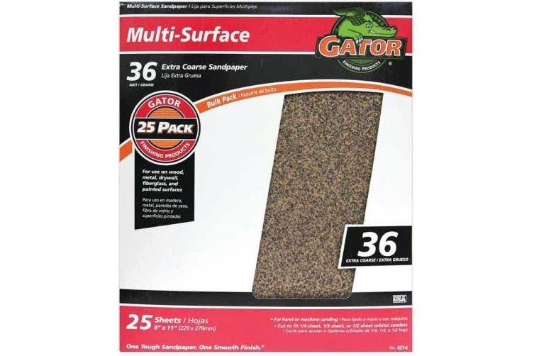 Ali Industries Gatorgrit Multi-Surface Sandpaper - 25 Sheet Pack, 36 Grit