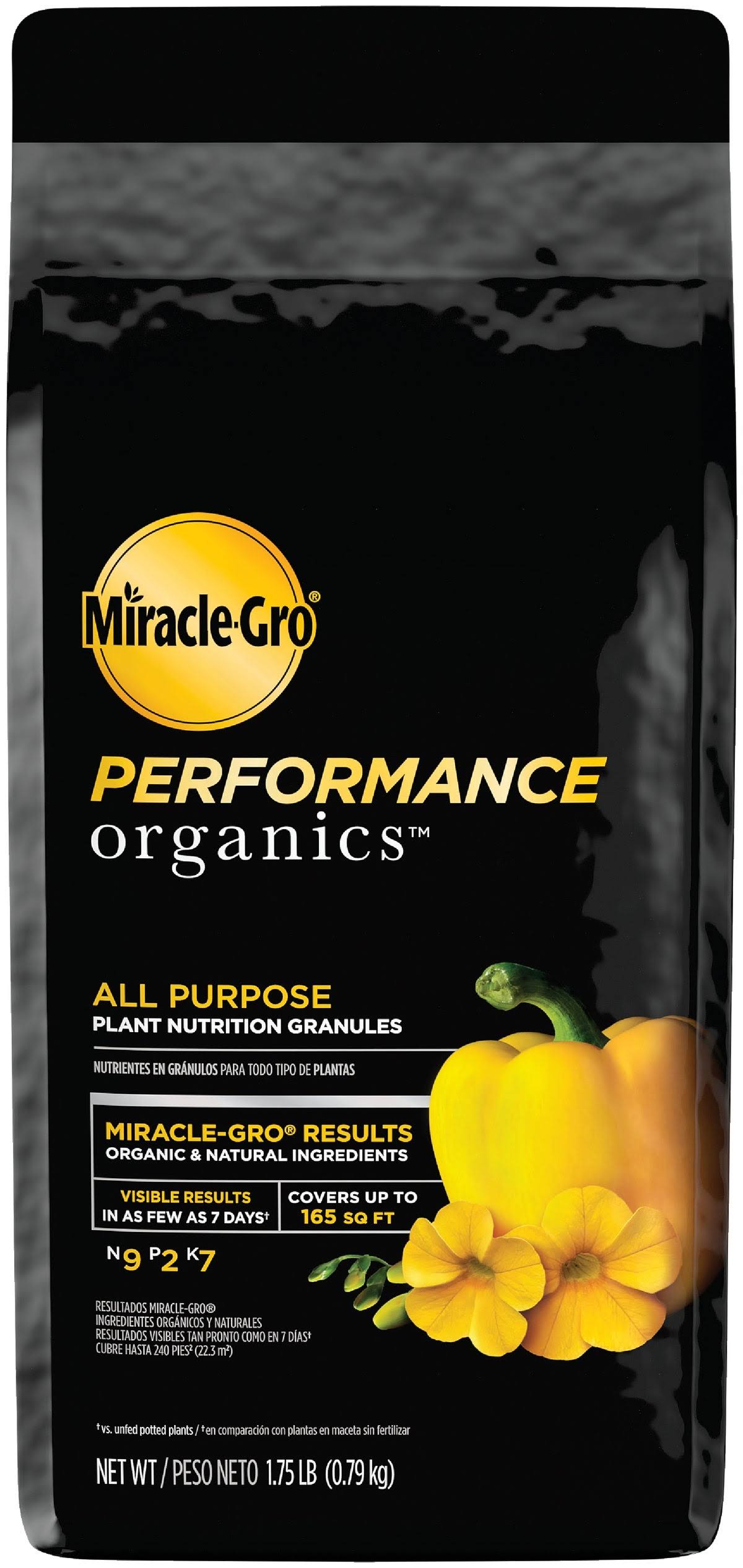 Miracle-Gro Performance Organics Plant Nutrition Granules, All Purpose, 9-2-7 - 1.75 lb