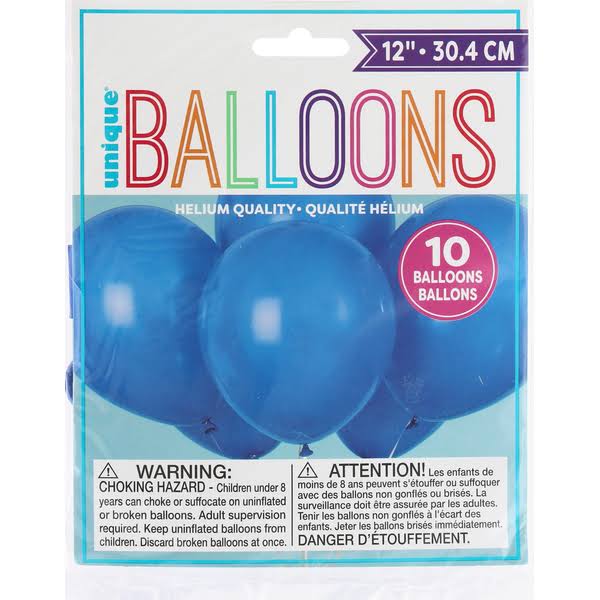Unique Industries Balloons - 10 Balloons, Royal Blue