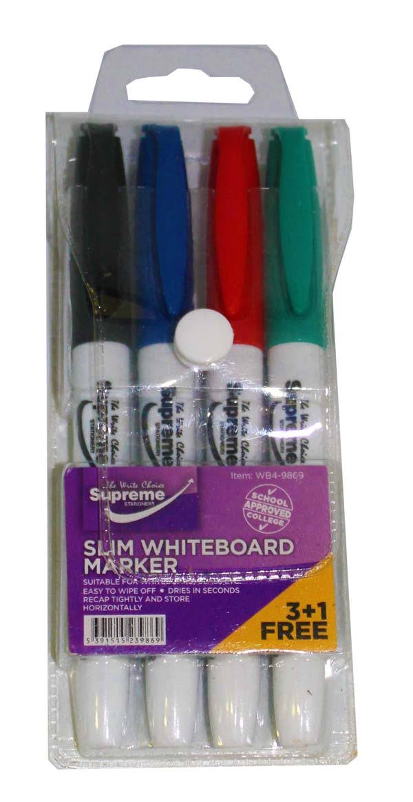 Whiteboard Marker Slim 4Pk