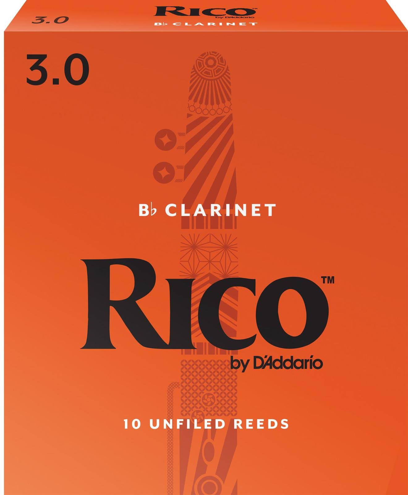 Rico Bb Clarinet Reeds - Strength 3.0, 10pk