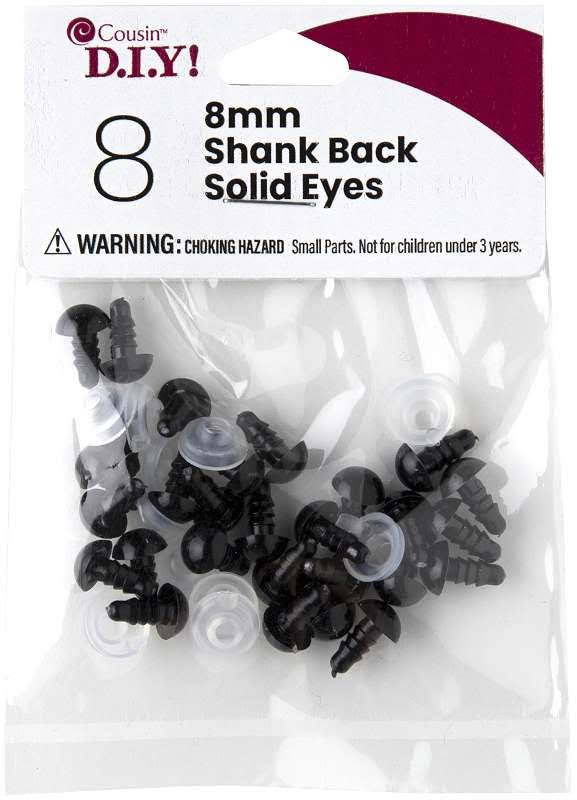 Shank Back Solid Eyes 8mm 8/Pkg Black