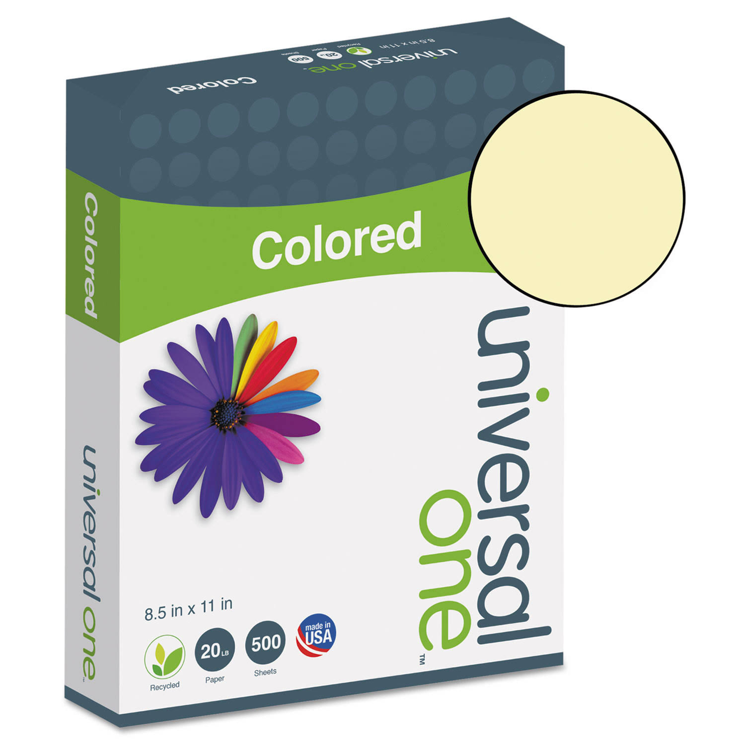 Universal Colored Paper 20lb 8-1/2 x 11 Canary 500 Sheets/Ream 11201