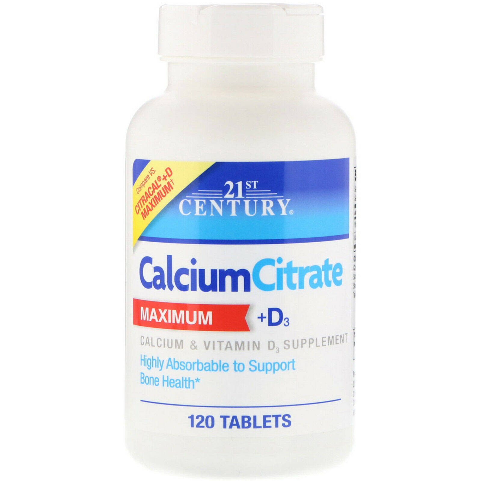 21st Century Calcium Citrate Plus D Maximum Dietary Supplement - 120ct