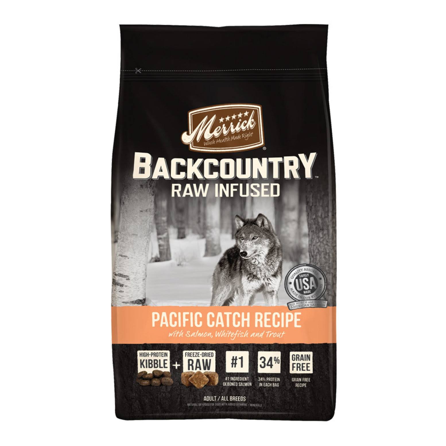 Merrick Backcountry Raw Infused Pacific Catch Recipe Adult Dry Dog Food - 12lb