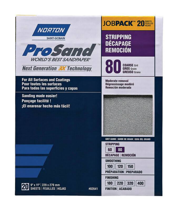 Norton ProSand Sandpaper - 20 Sheets, 80 Grit