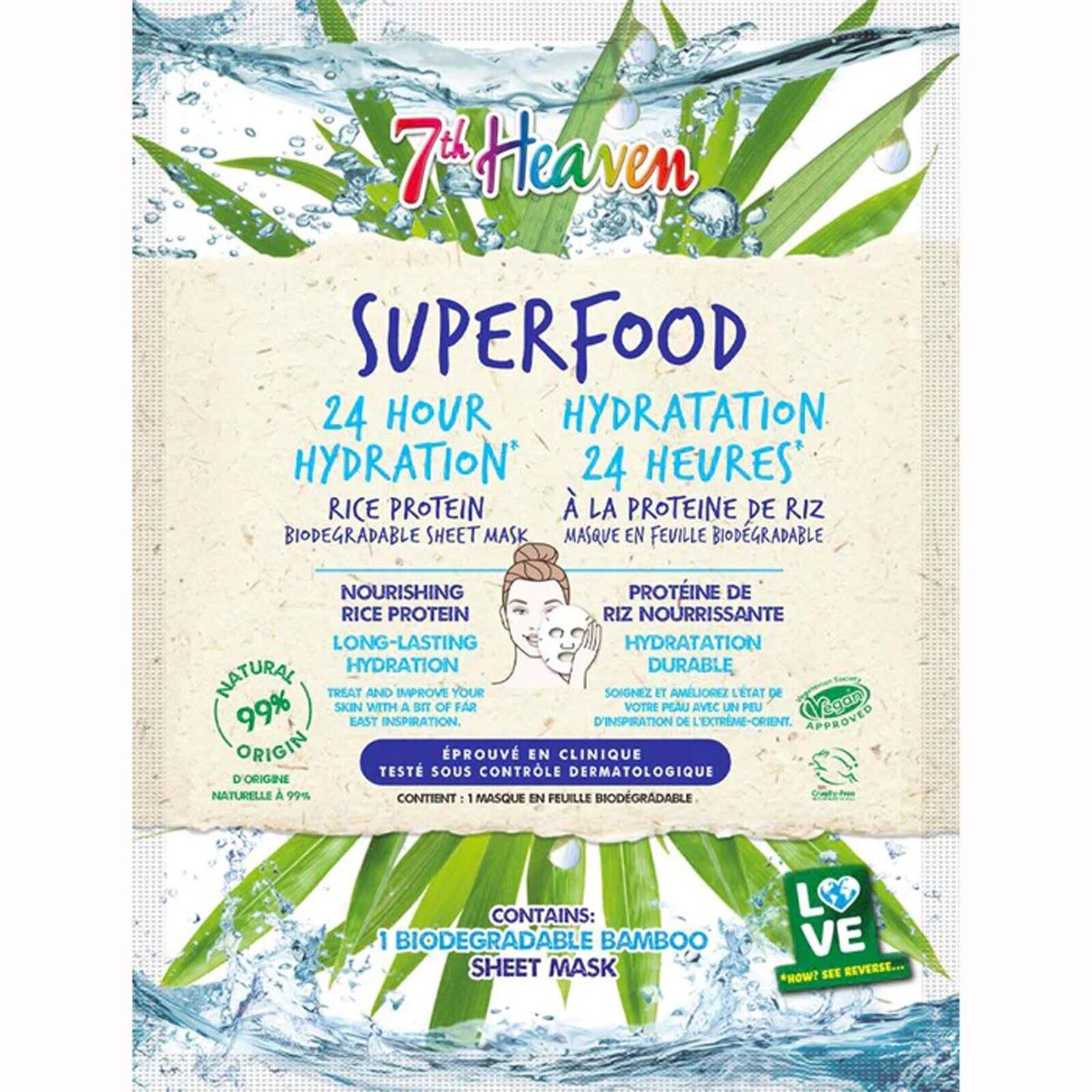 7th Heaven Superfood Hydration Nourishing Rice Protein Sheet Mask 18g *NEW*