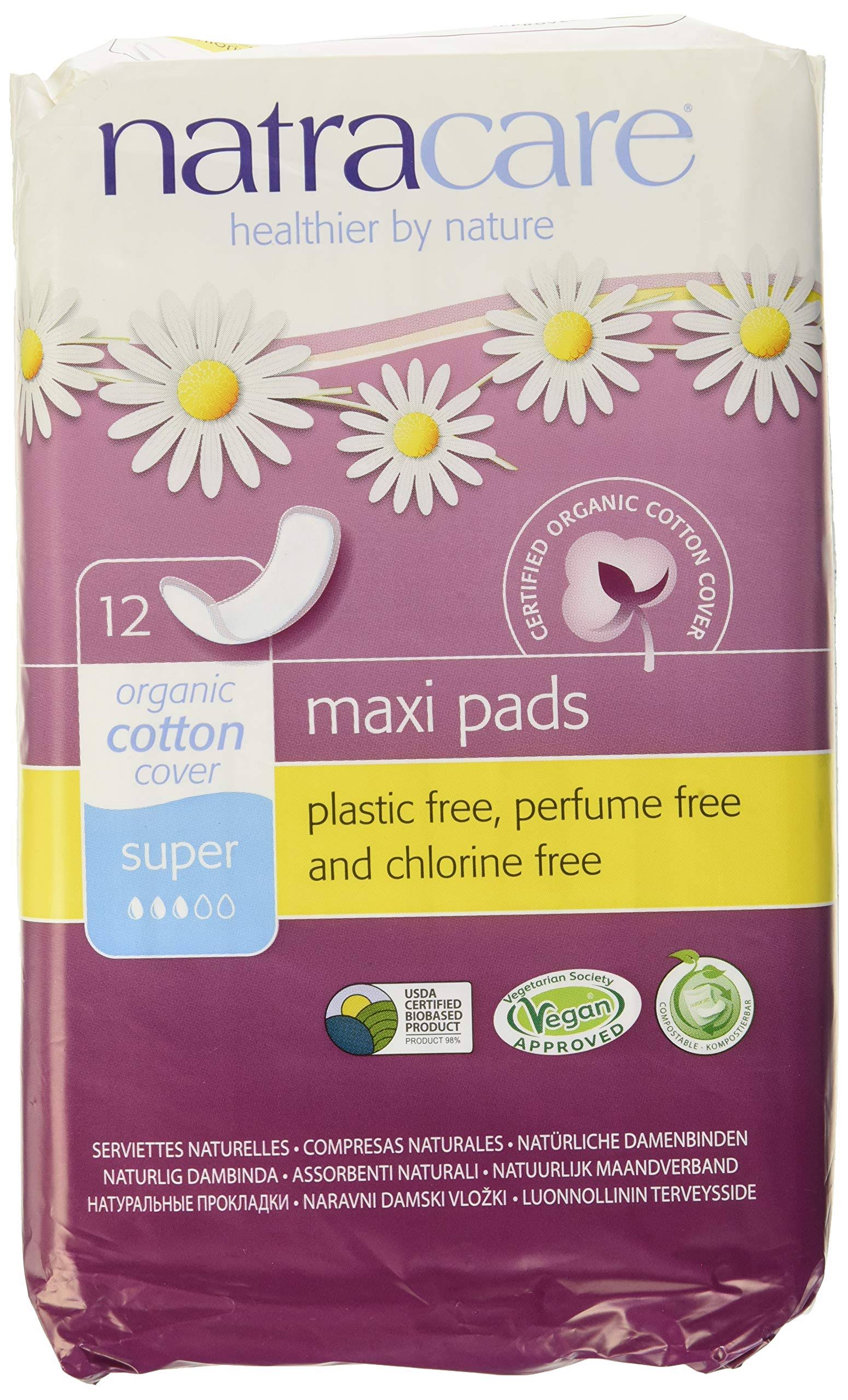 Natracare Organic Cotton Cover Super Maxi Pads - 12ct