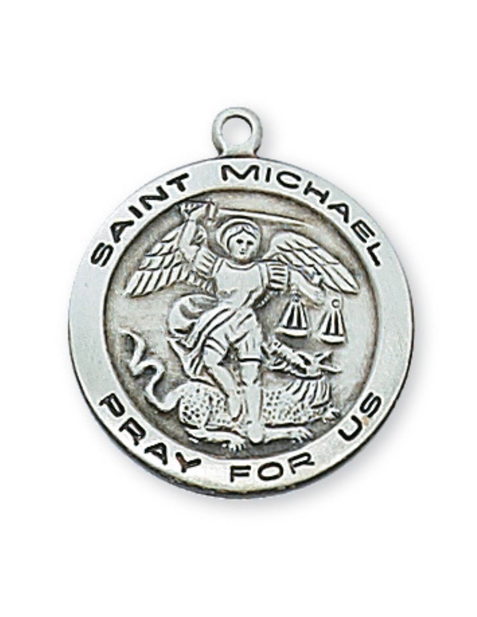 Sterling Silver St. Michael Medal on 18 inch Chain