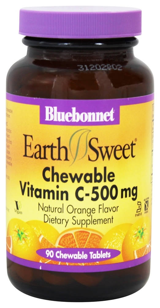Bluebonnet Earth Sweet Vitamin C Dietary Supplement - 500mg, 90 Chewable Tablets, Orange
