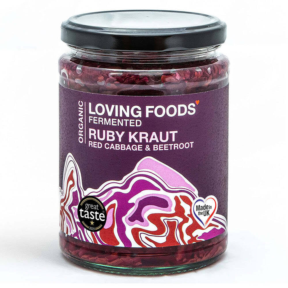 Loving Foods Ruby Kraut Fermented Red Cabbage & Beetroot, Jar 500g Organic