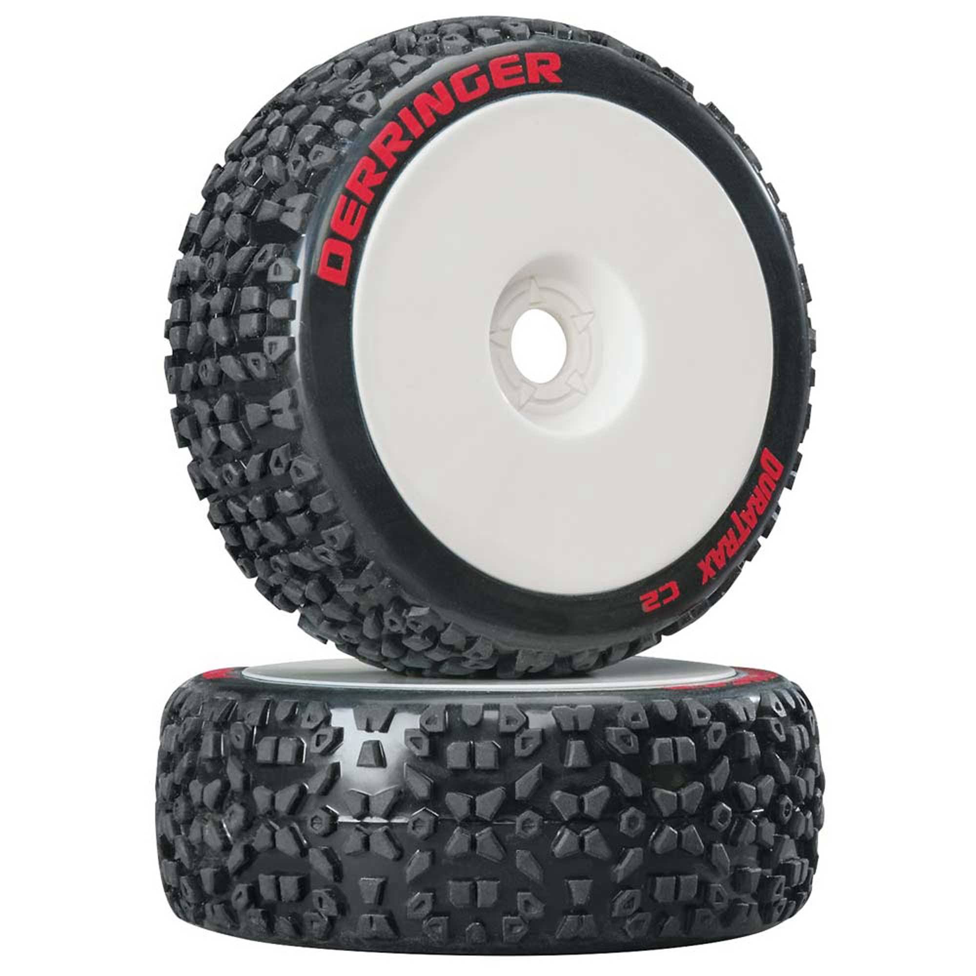 Duratrax DTXC3635 Derringer C2 Mounted Buggy Tire - White, 2ct, 1/8