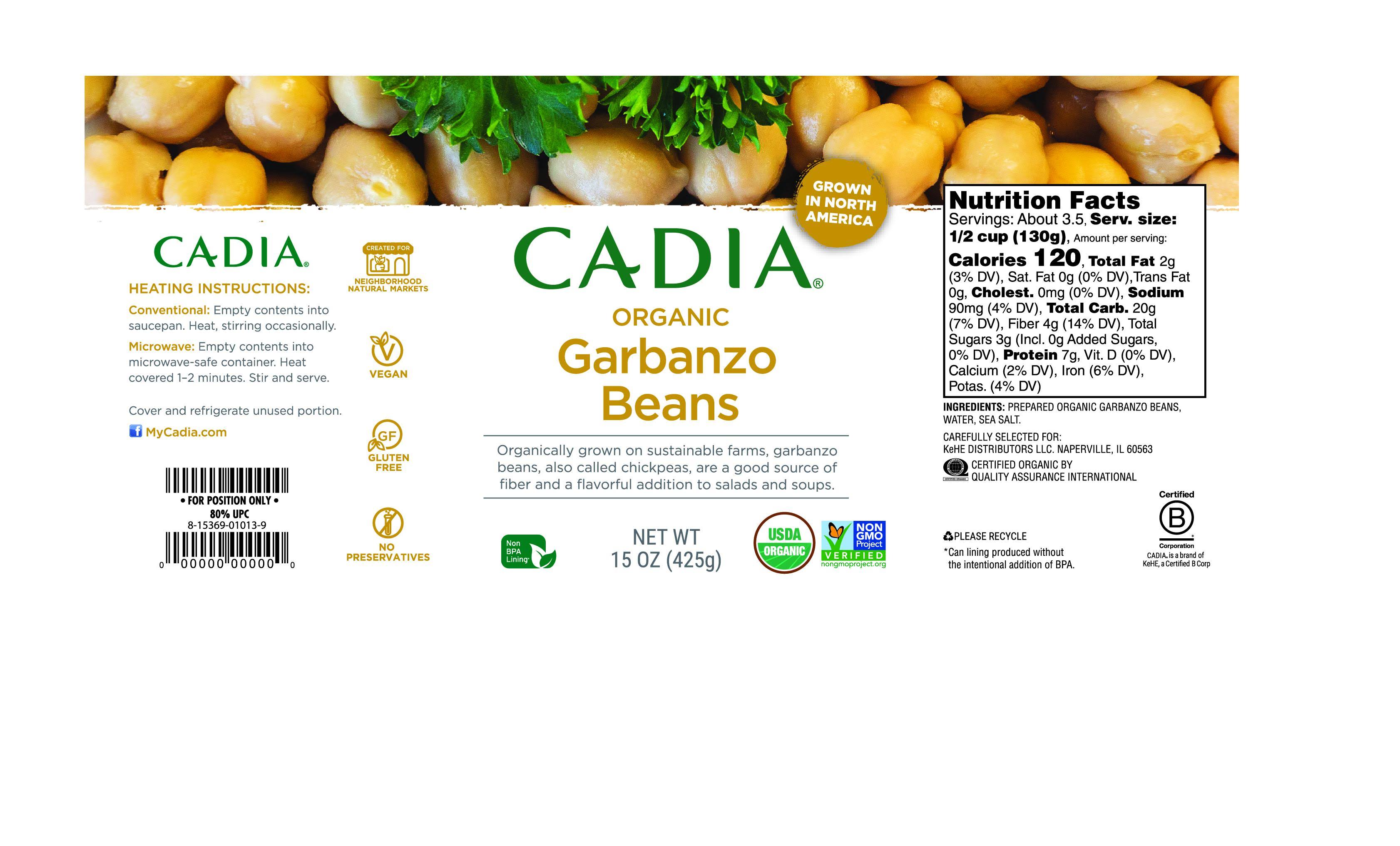 Cadia - Garbanzo Beans, 15 Oz