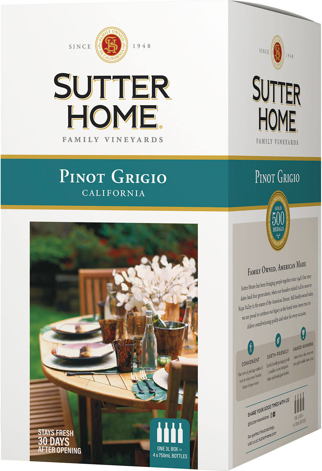 Sutter Home Pinot Grigio, California - 4 pack, 750 ml bottles