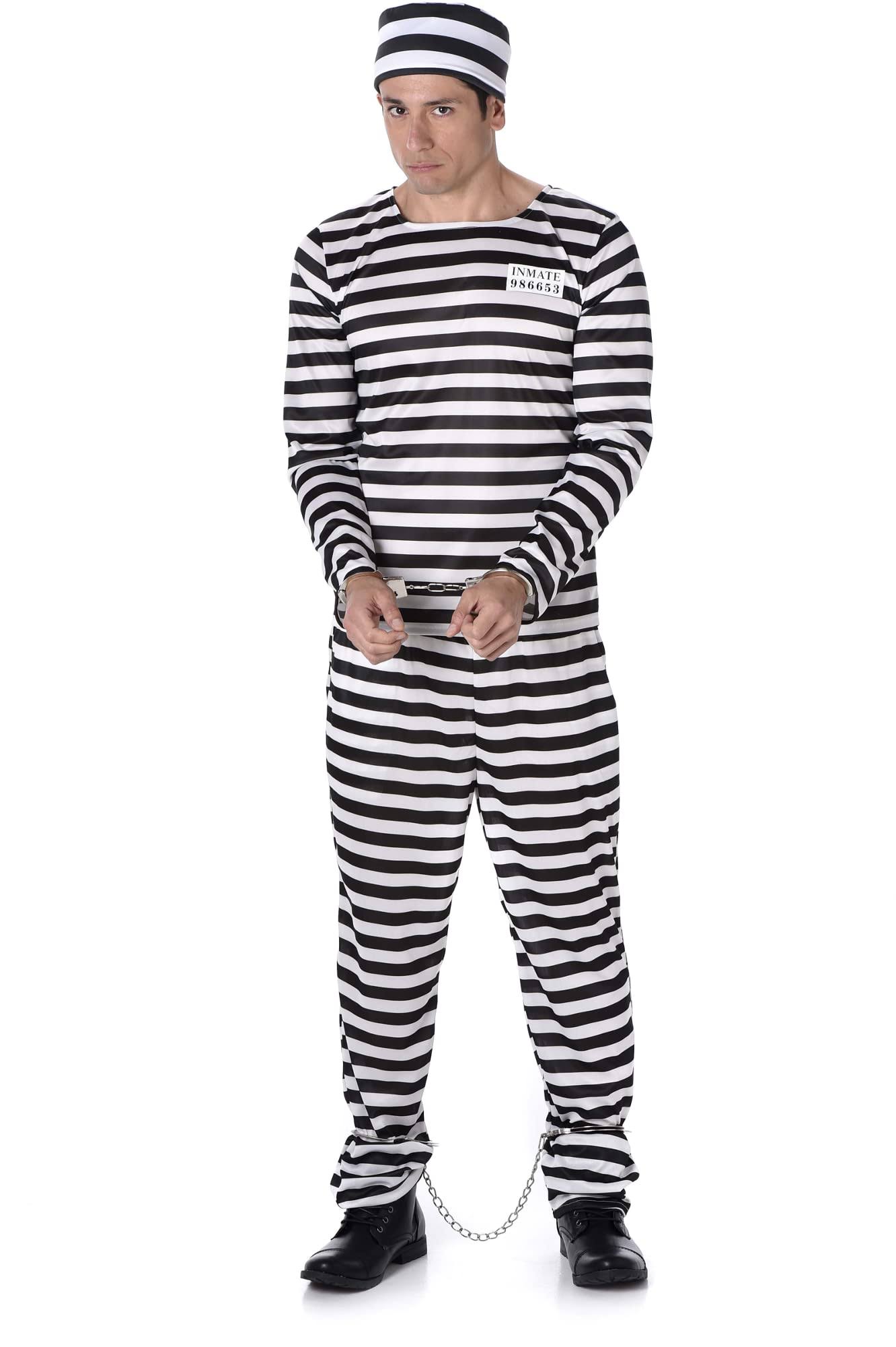 Black and White Prisoner Costume For Men