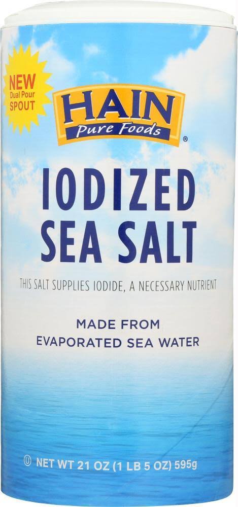 Hain Pure Foods Iodized Sea Salt - 21 oz canister