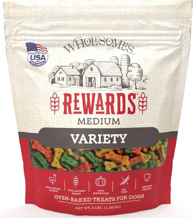 Wholesomes Medium Variety Biscuit Dog Treats, 3-lb Bag