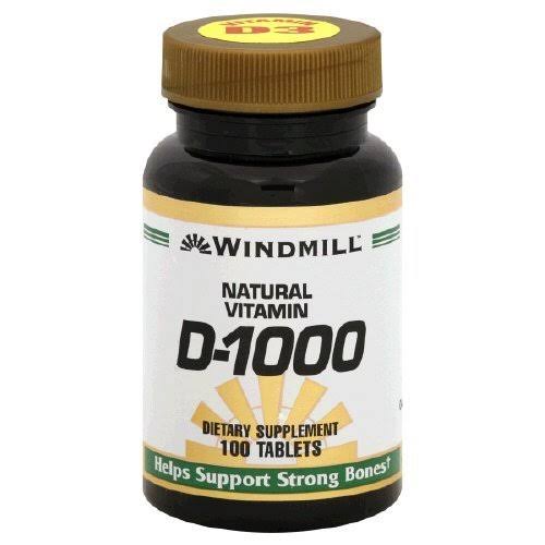 Windmill Natural Vitamin D-1000 Dietary Supplement - 100 Tablets