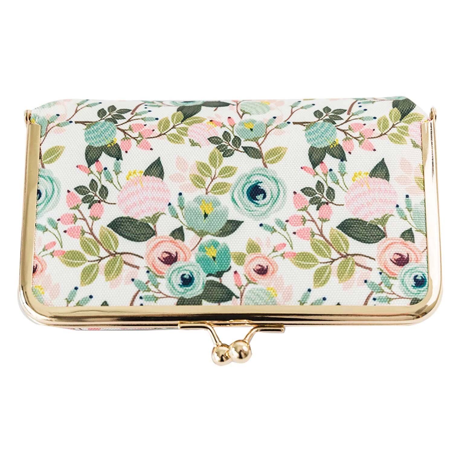 Mary Square Snap Pill Case Peach Floral