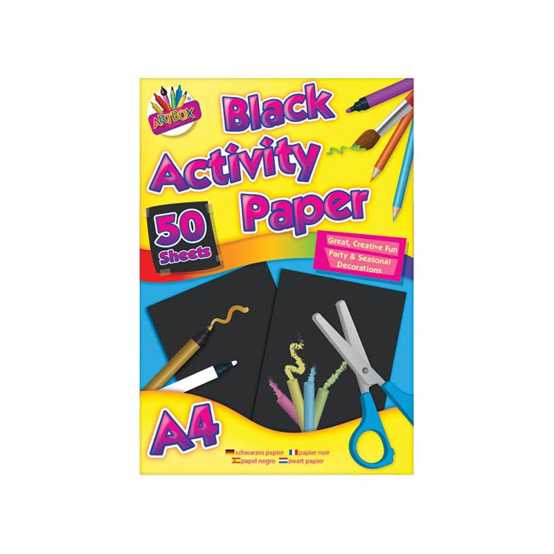 A4 Black Paper Activity Drawing Notepad - 50 Sheets - by Artbox
