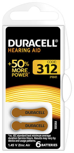 Duracell Hearing Aid 312 Batteries - 6x1.45V