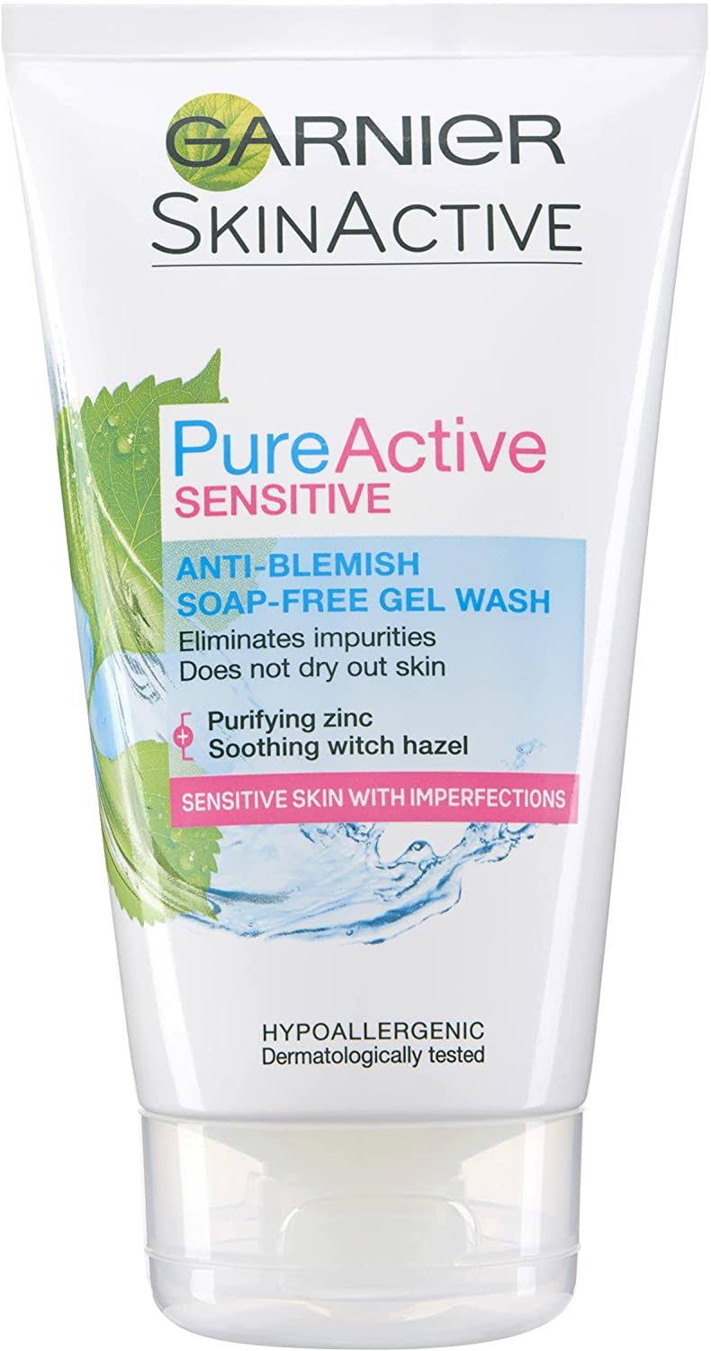 Garnier Pure Active Anti Blemish Soap Free Gel Wash - Sensitive Skin, 150ml