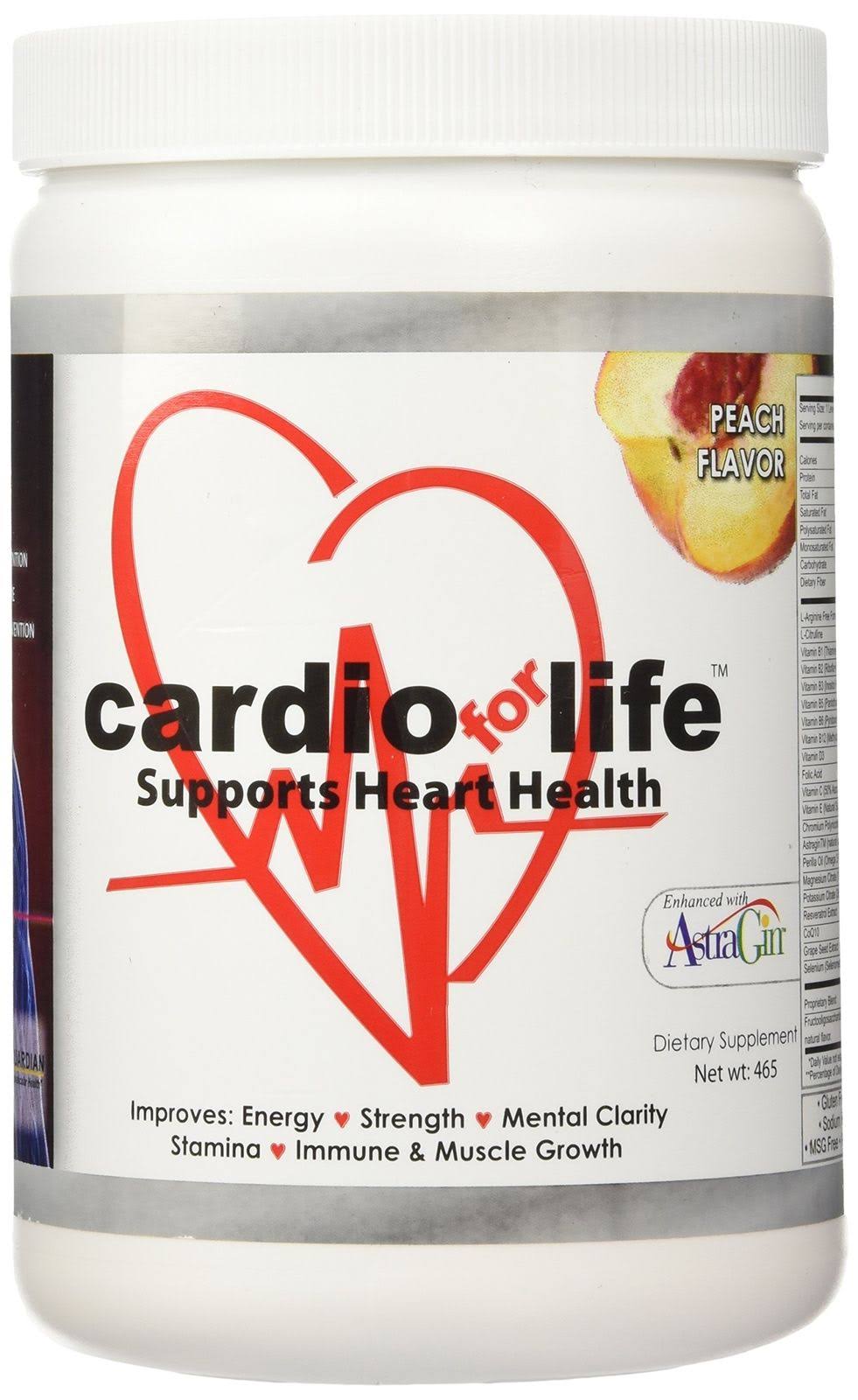 Cardio for Life Powder Supplement - with Astra Gin, Peach Flavor, 16oz