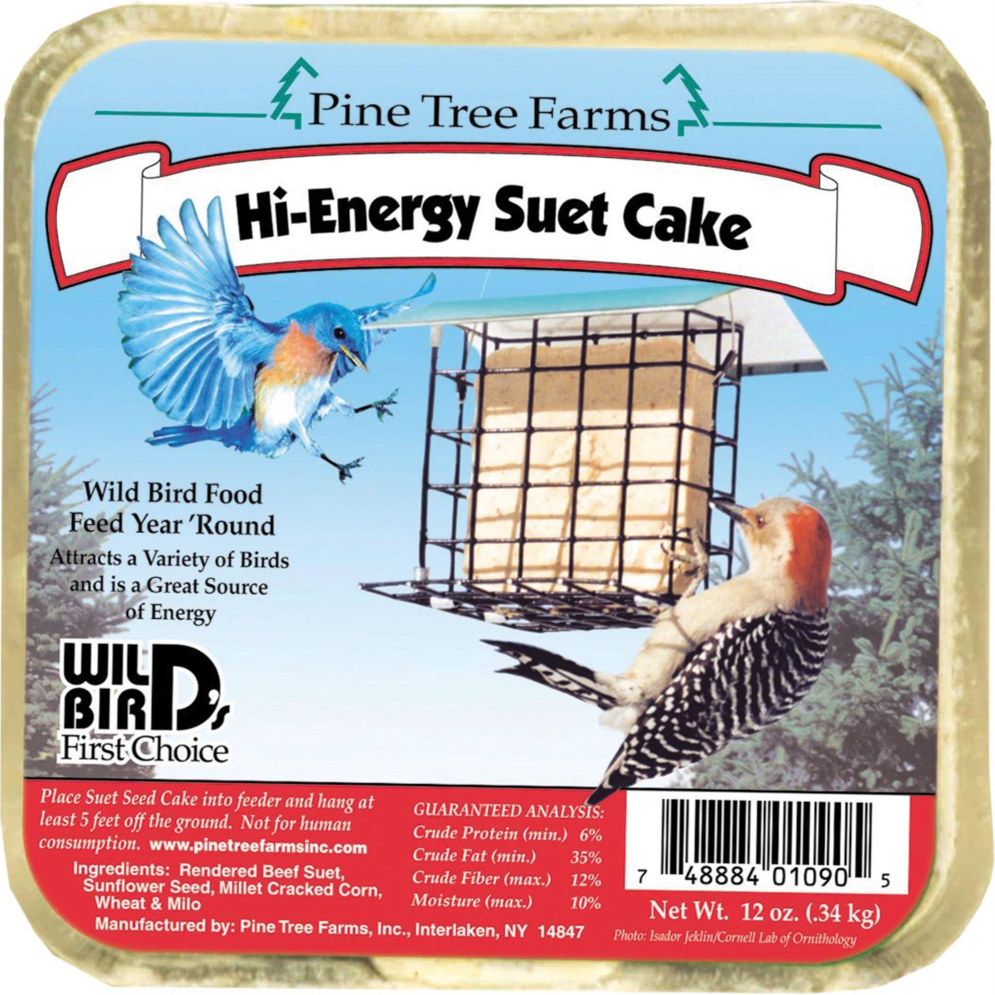 Pine Tree Farms Hi-Energy Suet Cake Wild Bird Food - 12oz