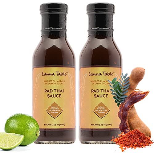 Lanna Table Pad Thai Sauce, 15.75 Oz Sweet & Sour Flavors of Tamarind Add to Stir-fried Rice Noodles, Authentic Taste of Thai Recipe, Easy Homemade