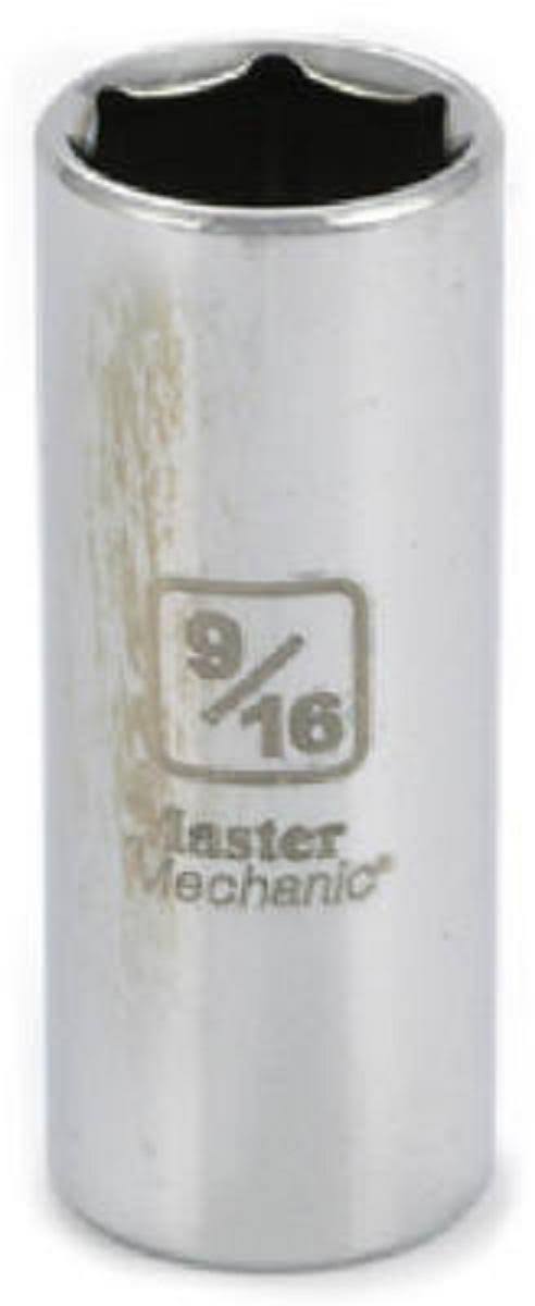 Master Mechanic Danaher 119388 Deep Well Socket - Silver, 3/8 Drive, 6 Point, 9/16"