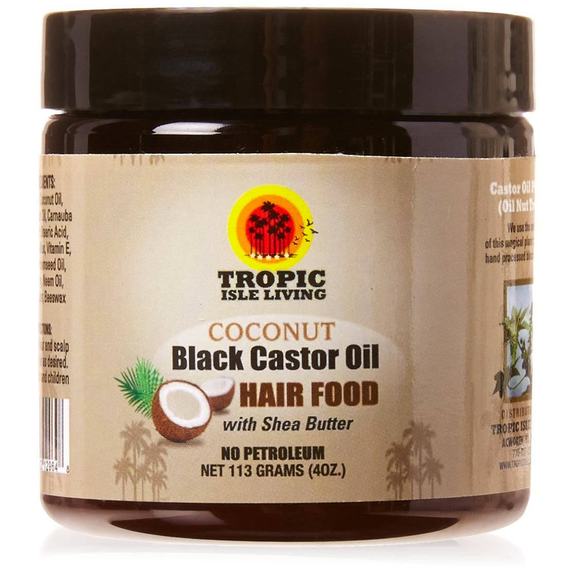 Tropic Isle Living Coconut Jamaican Black Castor Oil Hair Food - 4oz