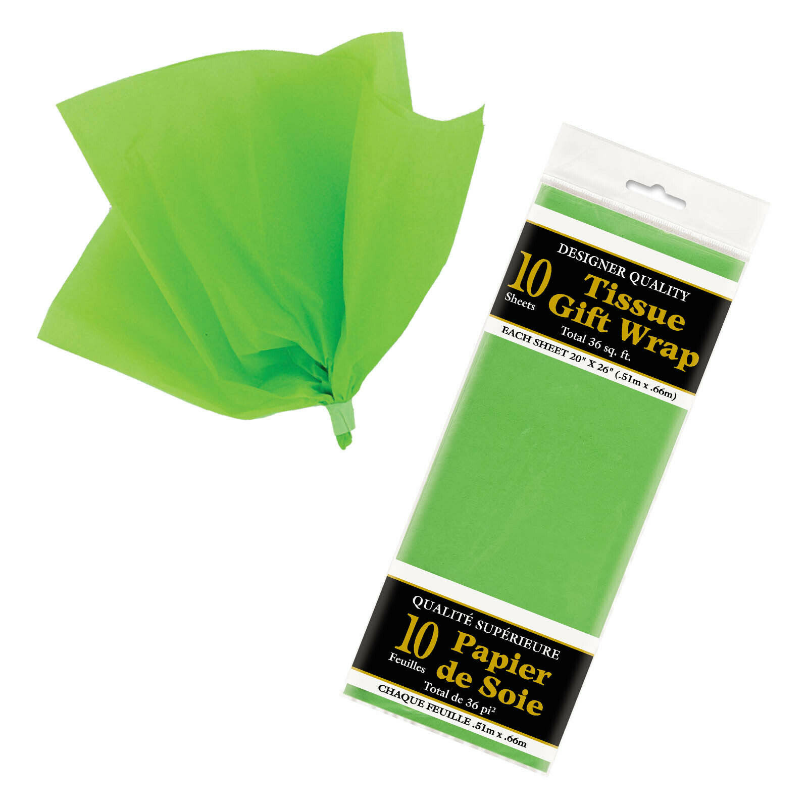 Unique Industries Tissue Gift Wrap - Lime Green, 10 Sheets