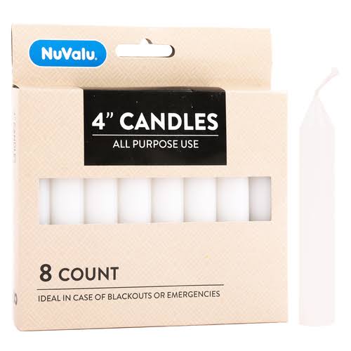 Nuvalu Candle All Purpose 4 8ct White, Wholesale, Bulk (Pack of 48)