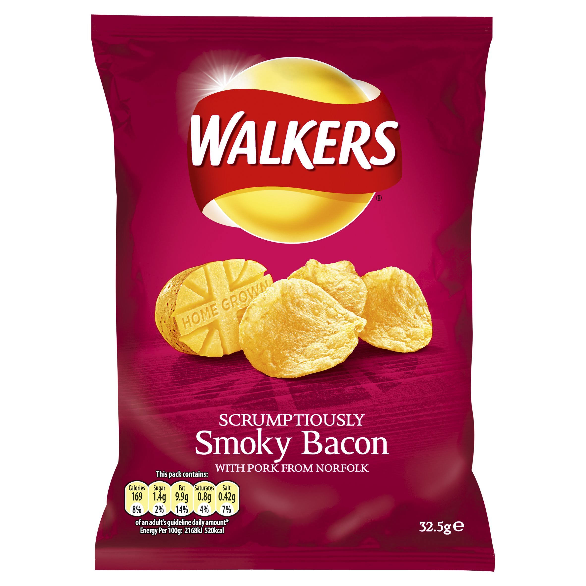 Walkers Crisps - Smoky Bacon, 32.5g