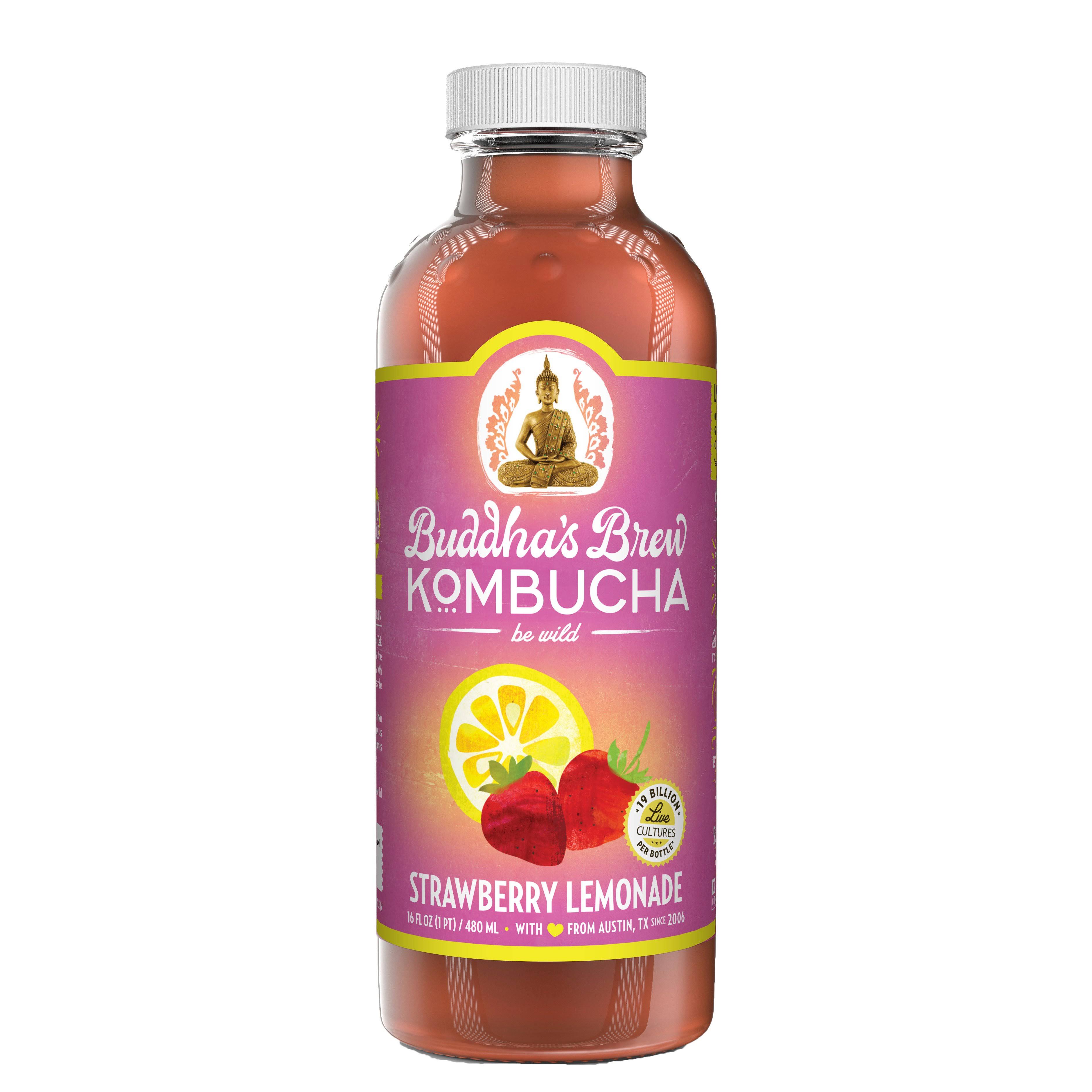 Buddhas Brew Kombucha, Strawberry Lemonade - 16 fl oz