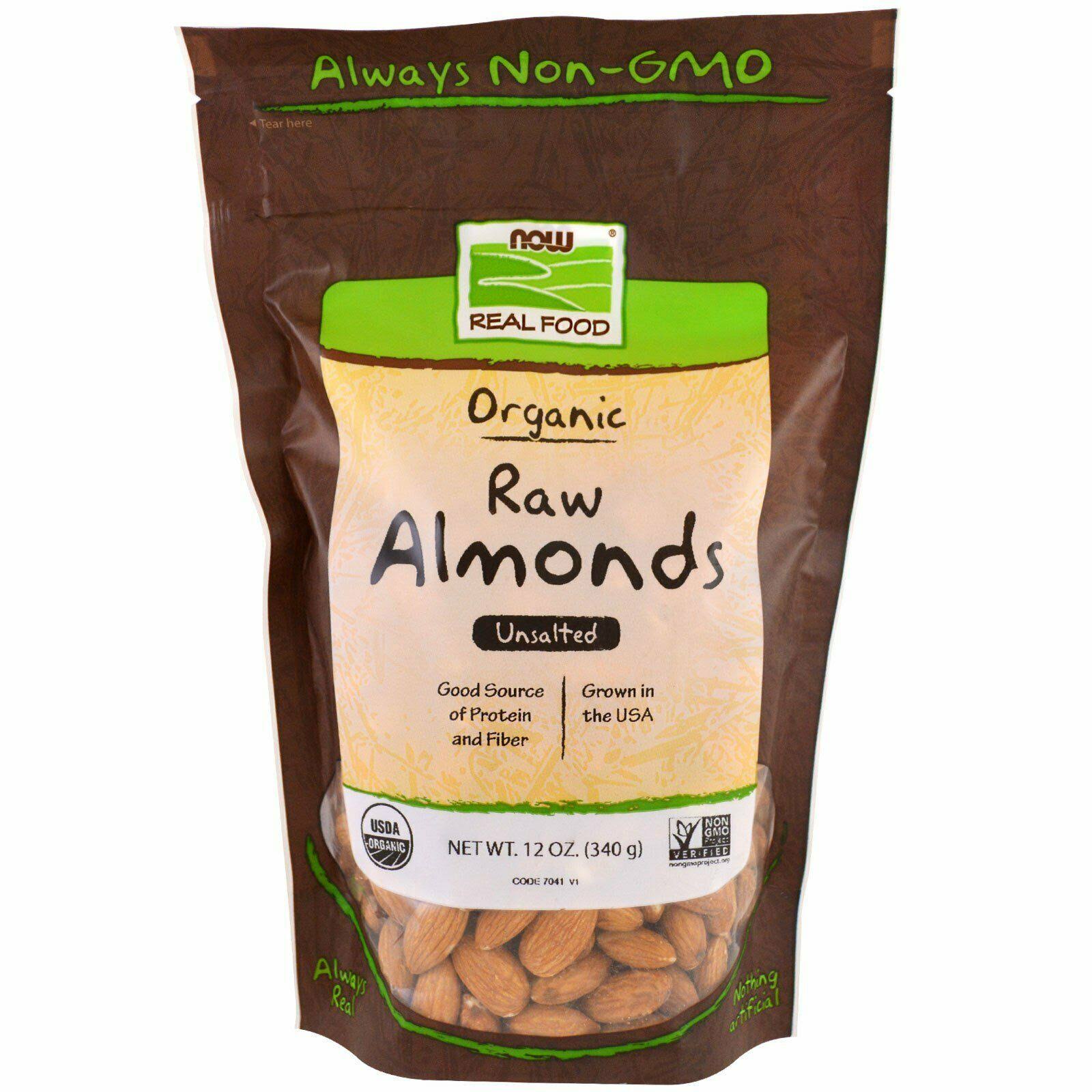 Now Foods Organic Raw Almonds - Unsalted - 12 oz