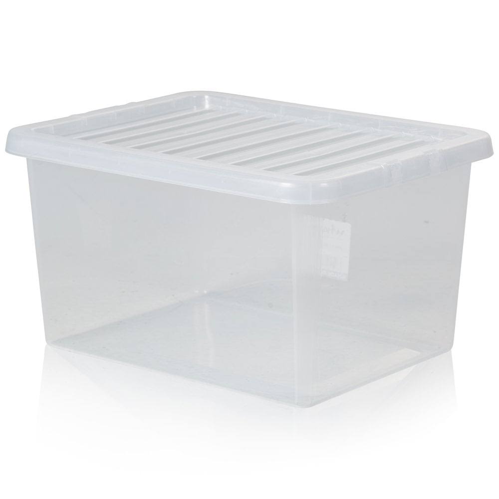 Wham Storage Pack of 5 - 31 Litre Crystal Plastic Storage Boxes with L