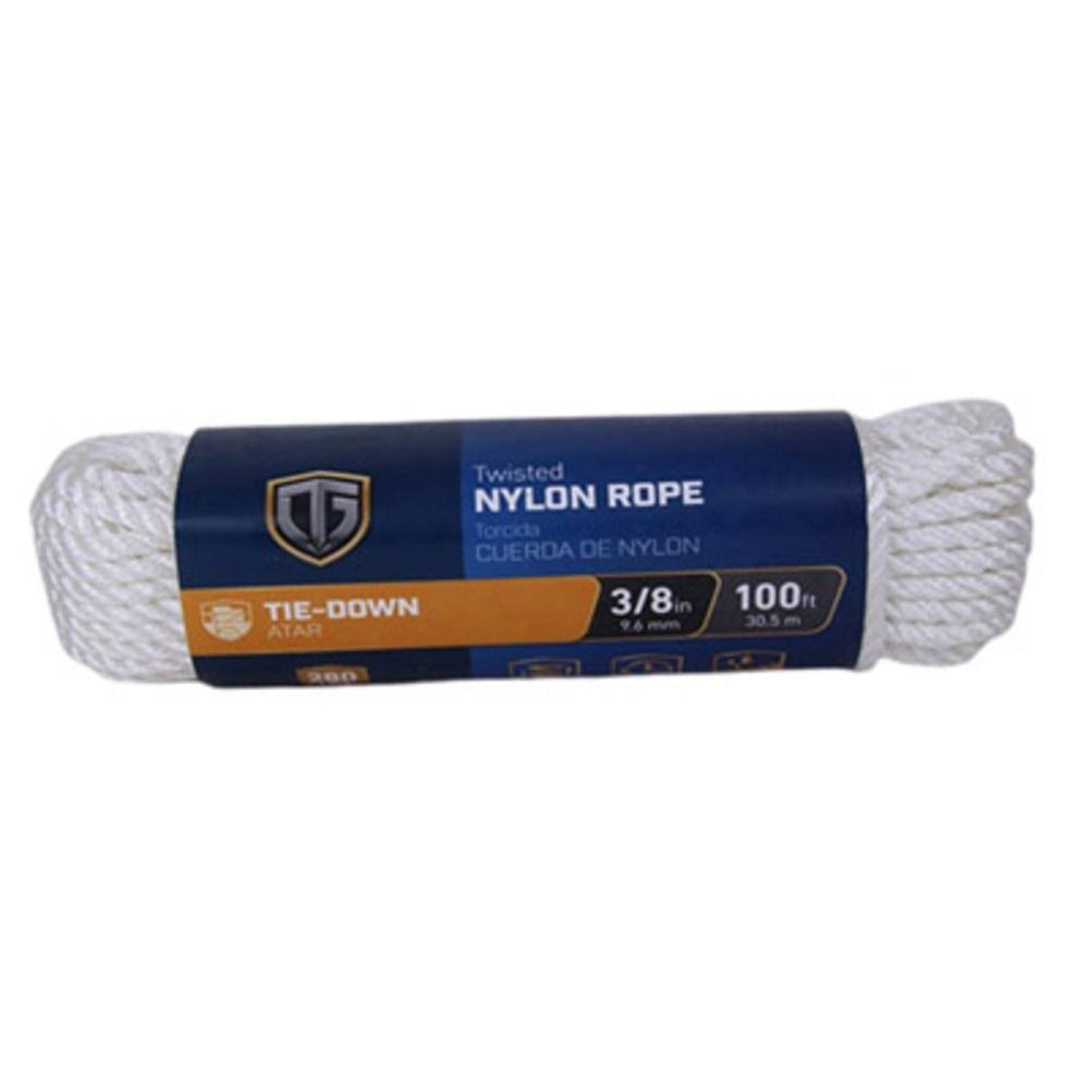Nylon Rope, Twisted, White, 3/8-In. x 100-Ft. -642271
