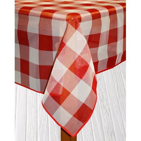Cobra Trading Bistro Check Indoor/Outdoor Table Cloth, 70" Round, Red