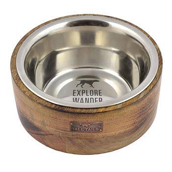 Tall Tails Designer Stainless Steel & Wood Dog Bowl, 3-cup