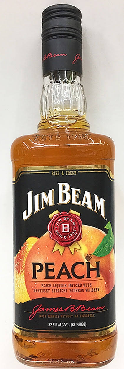 Jim Beam Bourbon Whiskey, Kentucky Straight, Peach - 1.75 liter