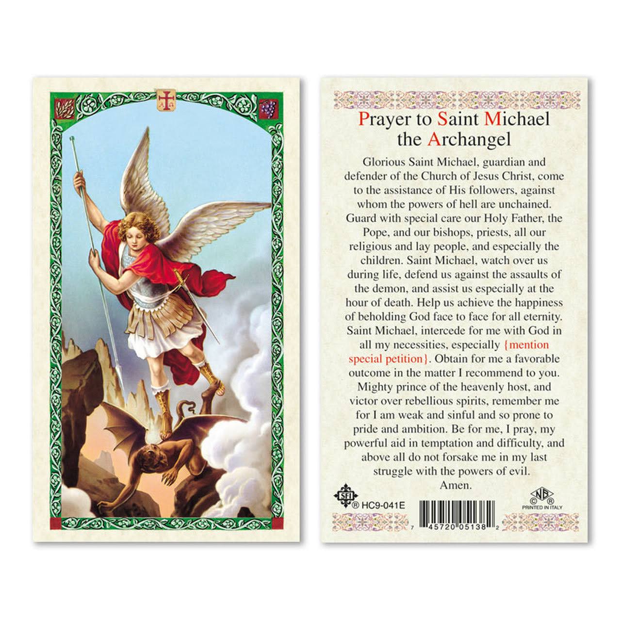 St Michael Holy Prayer Laminated Card Archangel