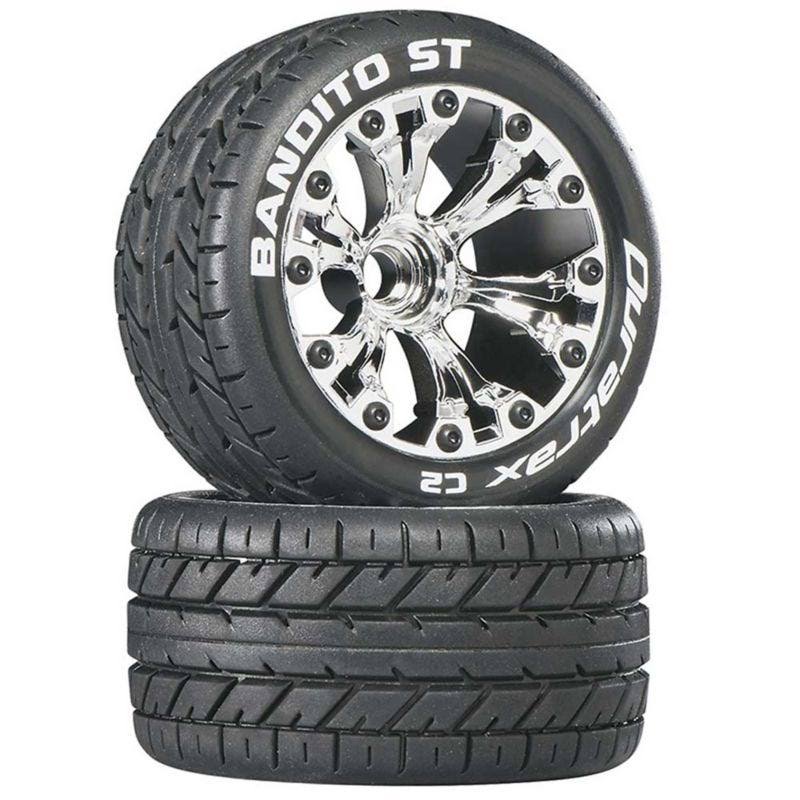 Duratrax Bandito St 2.8 2WD Mounted Rear C2 Tire with Chrome Wheel - 2pc