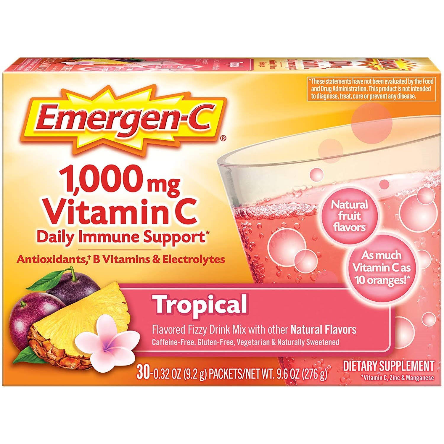 Emergen-C Vitamin C Flavored Fizzy Drink Mix - 1,000 mg, Tropical