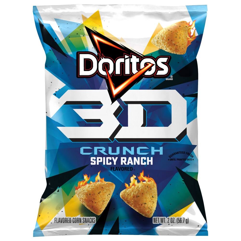 Doritos 3D Crunch Corn Snacks, Spicy Ranch Flavored - 2 oz